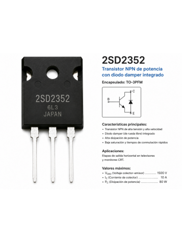 Venta de Diodo 2SD2352 TO-3PFM Venta de Diodo 2SD2352 TO-3PFM